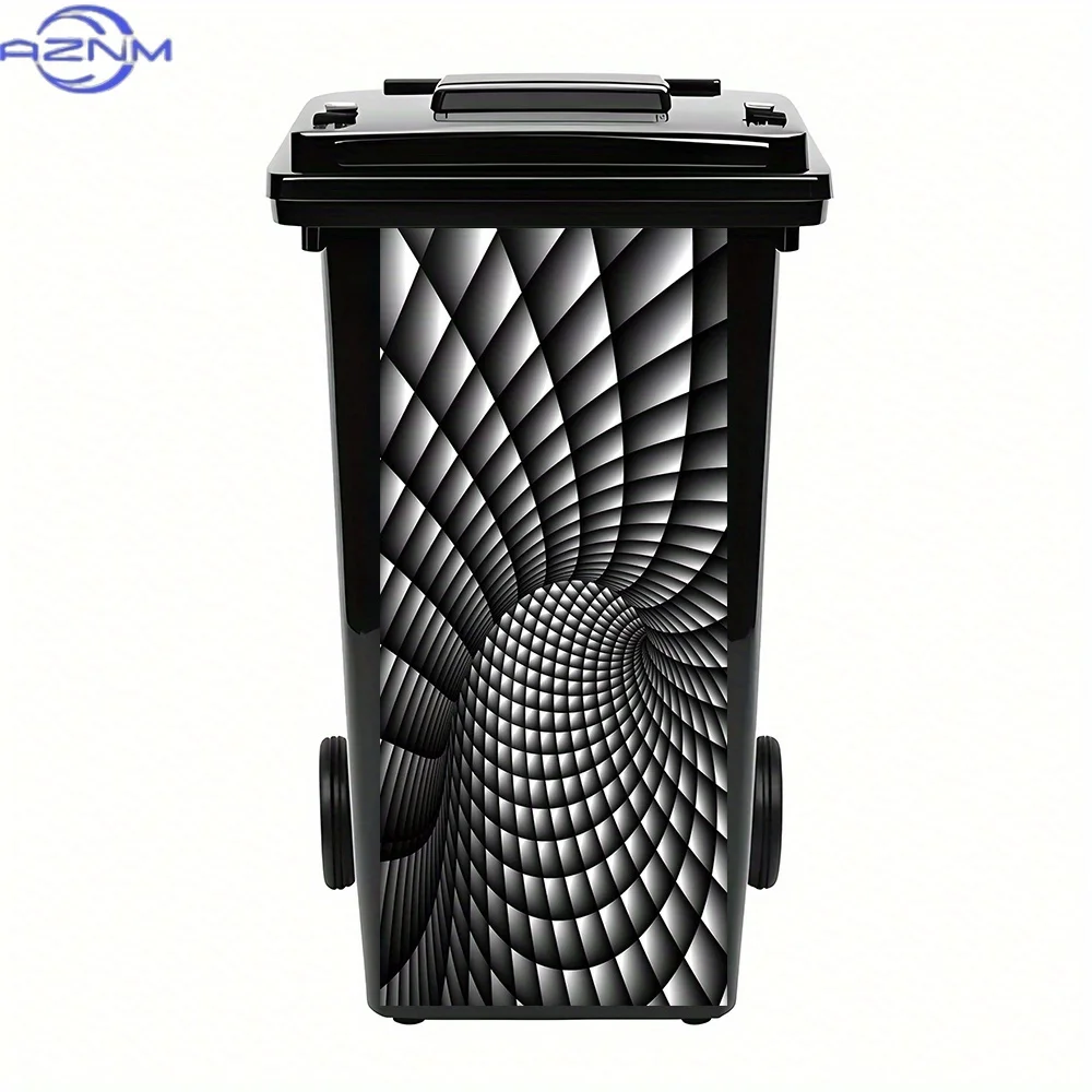 Optical Illusion Tunnel Design Waterproof PVC Bin Stickers - Self-Adhesive Geometric Matte Finish Decals for DIY Murals, Room