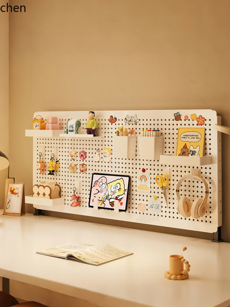 

QZT Desktop Pegboard Storage Rack No-Drill Desk Organizer Shelf