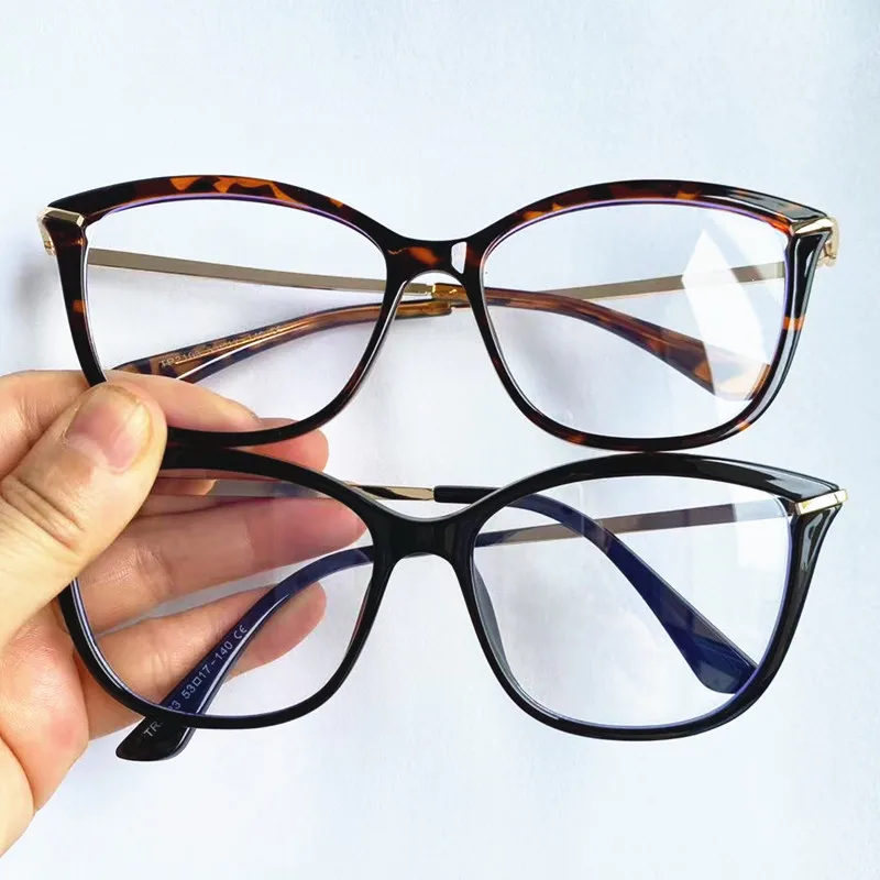 NEW Anti-Blue Light Glasses Women Cat Eye Optical Eyeglasses Patchwork Frame Spectacles Personality Googles TR90 Eyewaer