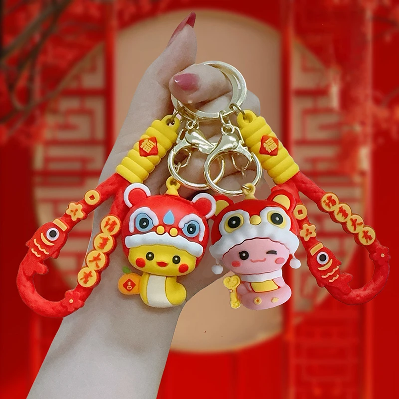 Creative Zodiac Snake Year Pendant Keychain Cartoon Cute Snake Keychain Fashion Bag Hanging Decoration Accessories Gifts