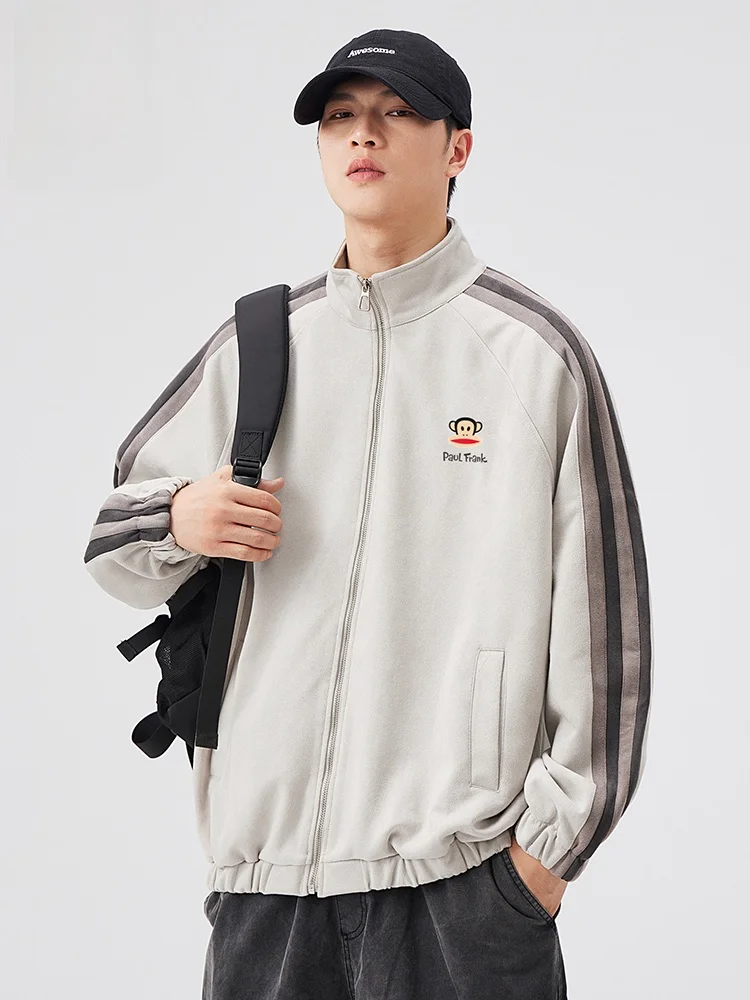 

PaulFrank Men's Suede Jaet Spring Autumn Loose Open Cardigan Sle Big Mouth Monkey Trendy Brand Casual Sweatirt Jaet