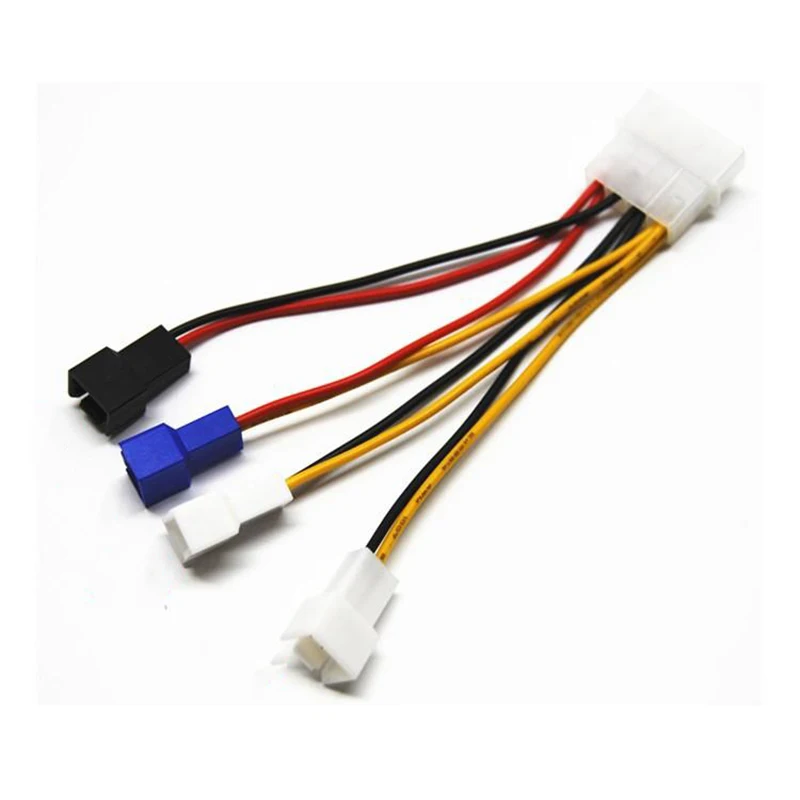 1pcs 4-Pin Molex To 3-Pin Fan Power Cable Adapter Connector 12v*2 / 5v*1 Computer Cooling Fan Cables for CPU PC Case Fan