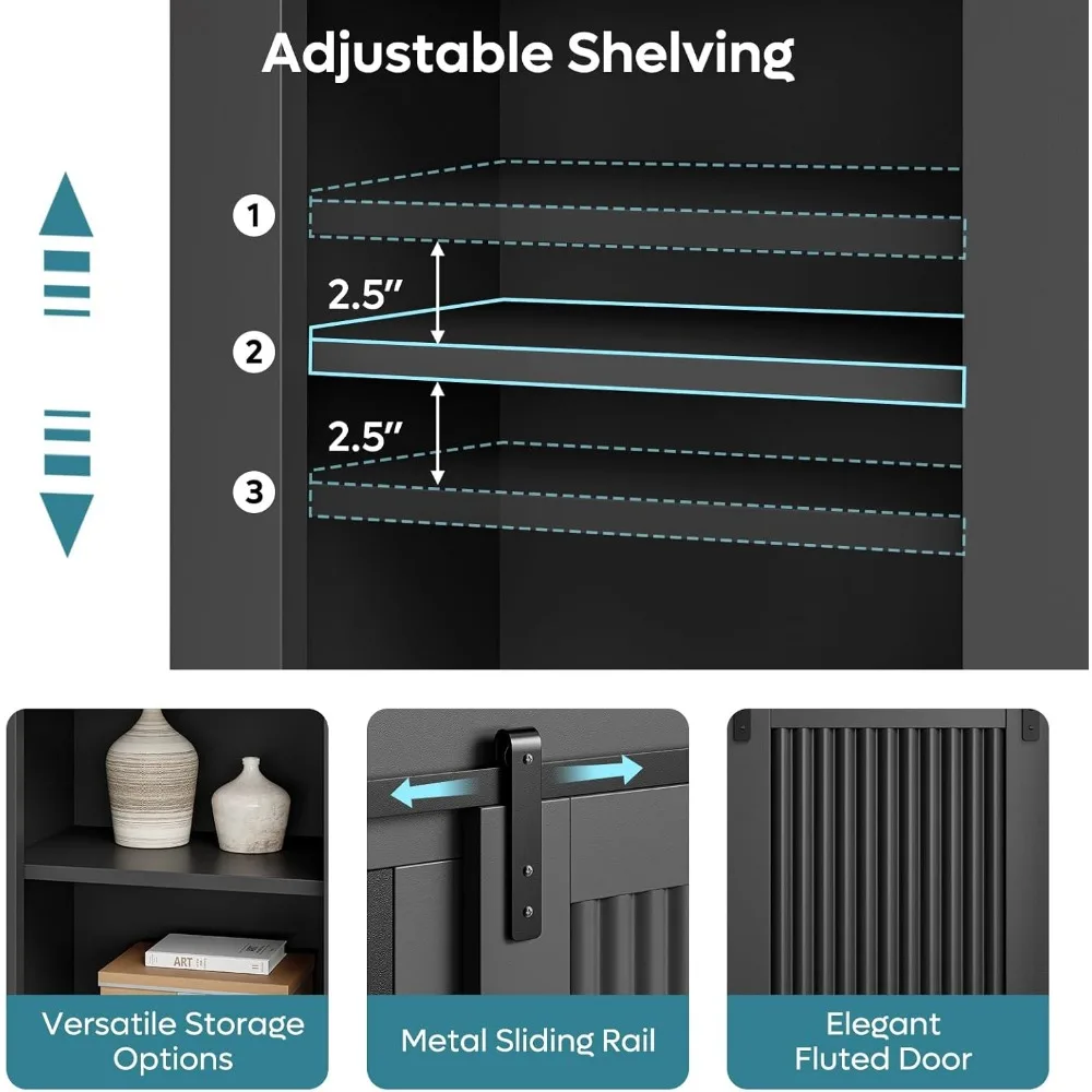 Suporte de TV com lareira elétrica estilo fazenda para TVs de 65 polegadas, centro de entretenimento com design de porta deslizante de celeiro