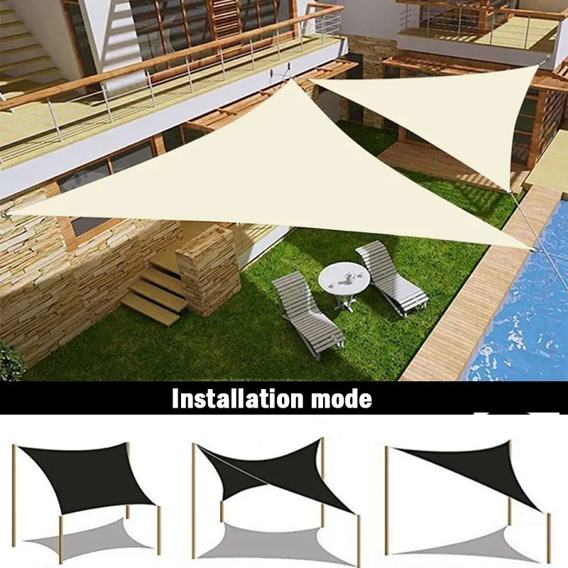 Milky 300D Polyester Waterproof Sun Shade Fabric Sun Shelter Tent Outdoor Triangle Rectangle Awning Garden Terrace Sun Canopy