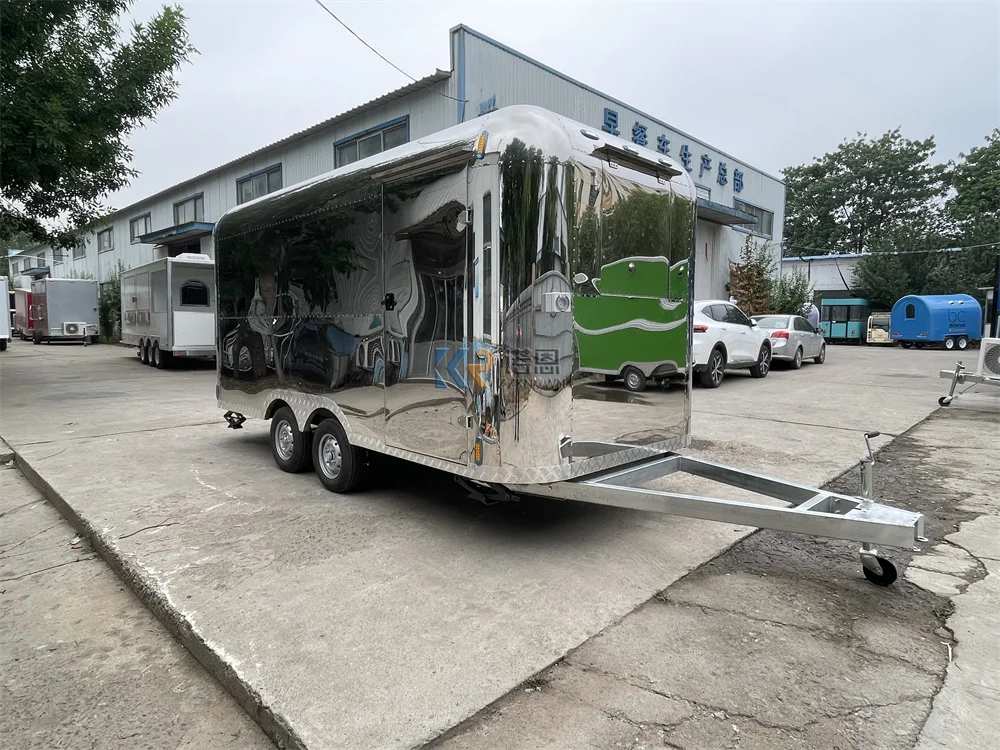 รถเทรลเลอร์รถขายอาหารฮอตดอกร้านกาแฟอุปกรณ์จัดเลี้ยงแบบเต็มตู้ขายอาหาร