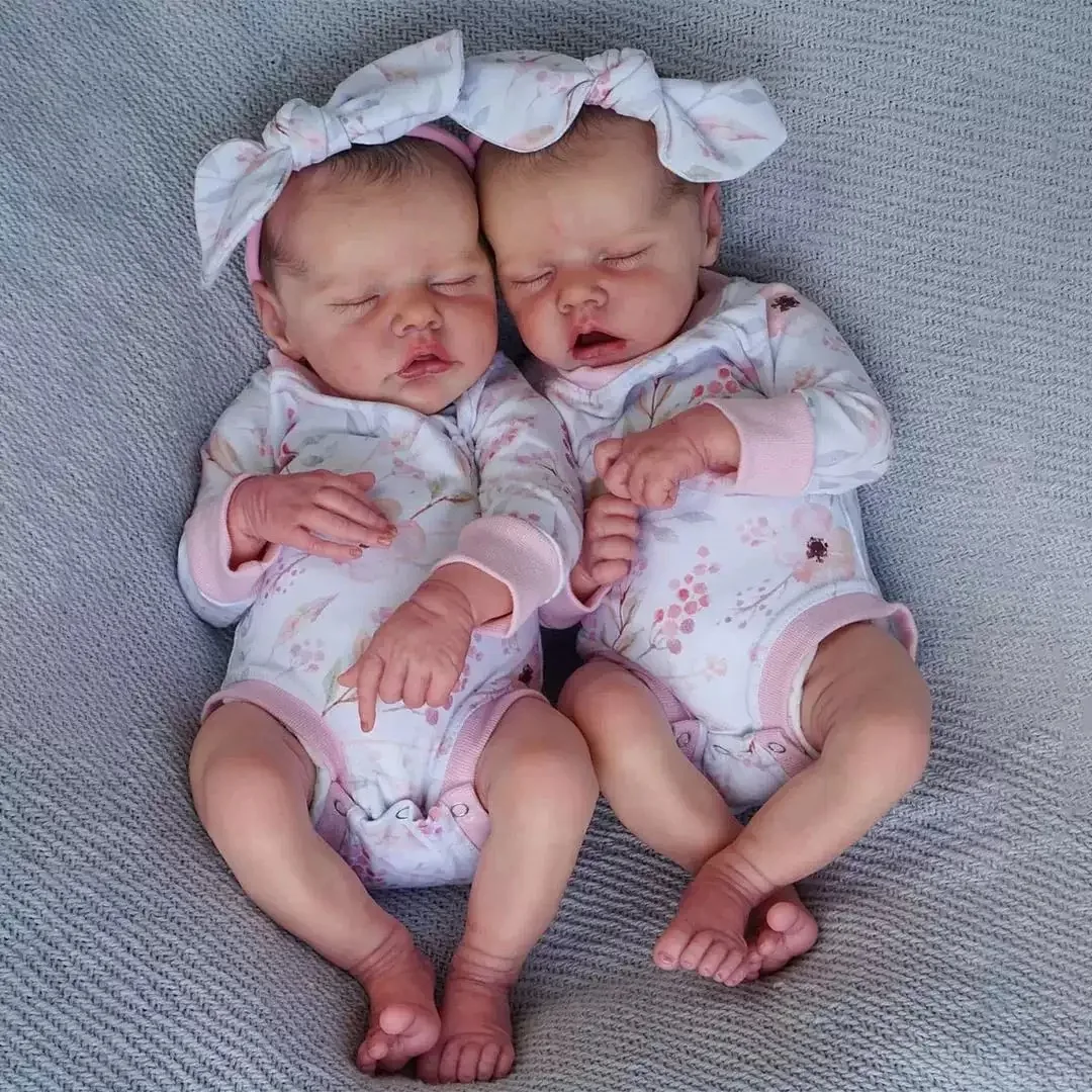 

NPK 18inch Lifelike Reborn Baby Doll Twins TWINA & TWINB Handmade 3D Skin Multiple Layers Painting Collectible Art Doll Set