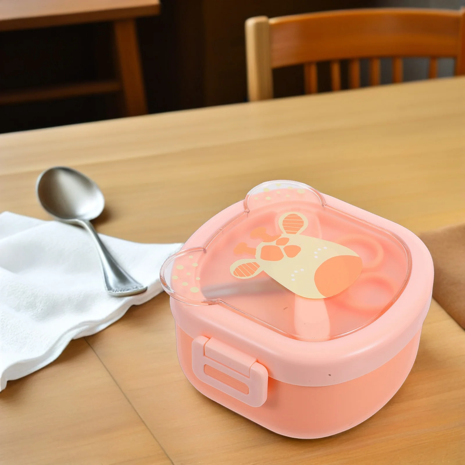 

Portable Baby Feeding Set Orange Food Scissors Suction Bowl Spoon Travel Snack Container for Toddler Infant Feeding