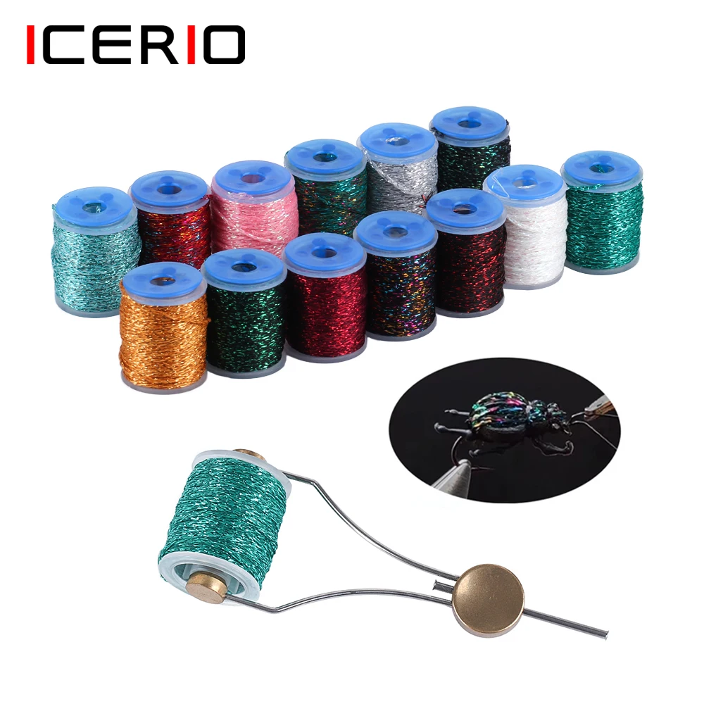 

ICERIO 1mm Width Holographic Flat Braid Flash Tinsel Tube Fly Fishing Tying Material for Nymph Streamer Bonefish Flies 10M/spool