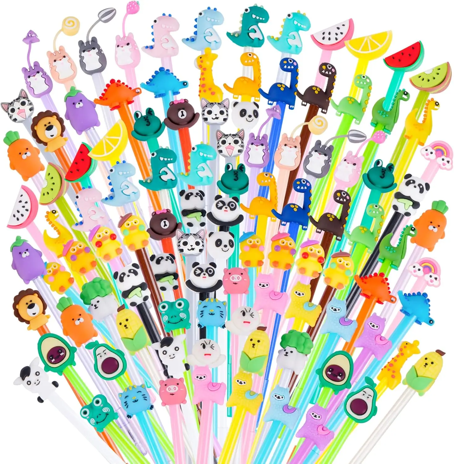 24 Pcs Kawaii Cartoon Fun Gel Pens Set Cute Animal Dinosaur Gel Ink Pens Writing Tools for Kids Home Office School Supplies