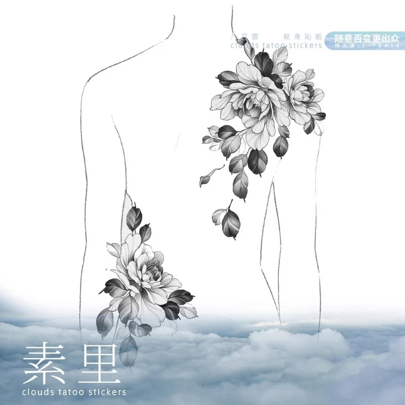 

Sexy Flower Tatoo Sticker Lasting Fake Tattoo for Woman Back Temporary Tattoo Romantic Art Faux Tattoos Waterproof Tatuajes