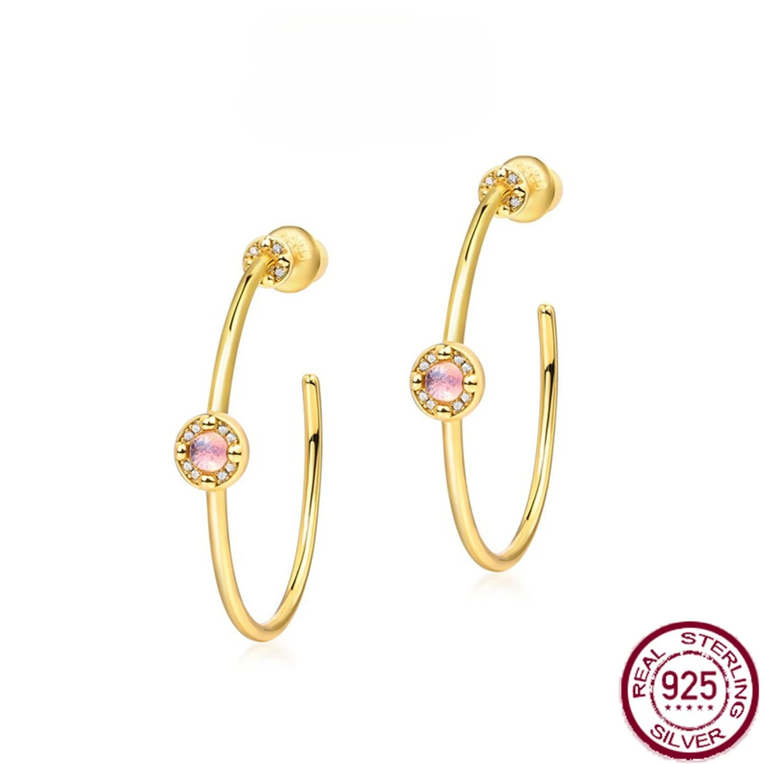 

New 925 pure silver large circle with diamonds, high-end ear rings, European and American simple and fashionable wedding jewelry