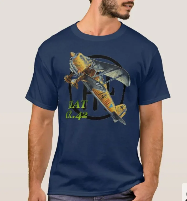 WW II Italian FIAT CR.42 Fighter Airplane T-Shirt. Summer Cotton Short Sleeve O-Neck Mens T Shirt New S-3XL