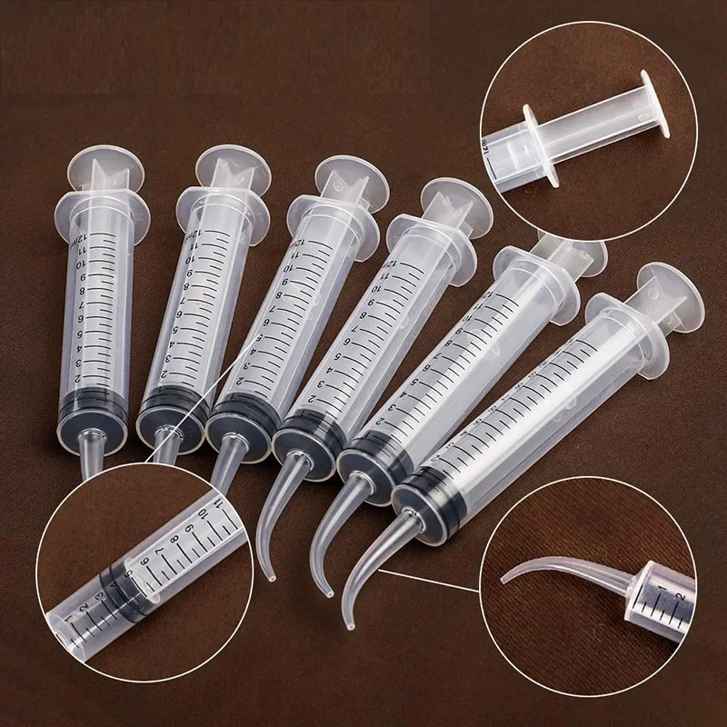 

Pet Feeder Elbow Dental Irrigation Syringe with Tip Tooth Whitening Materials, Dental Care Kit for Oral Hygiene, 5 PCs, 12mL