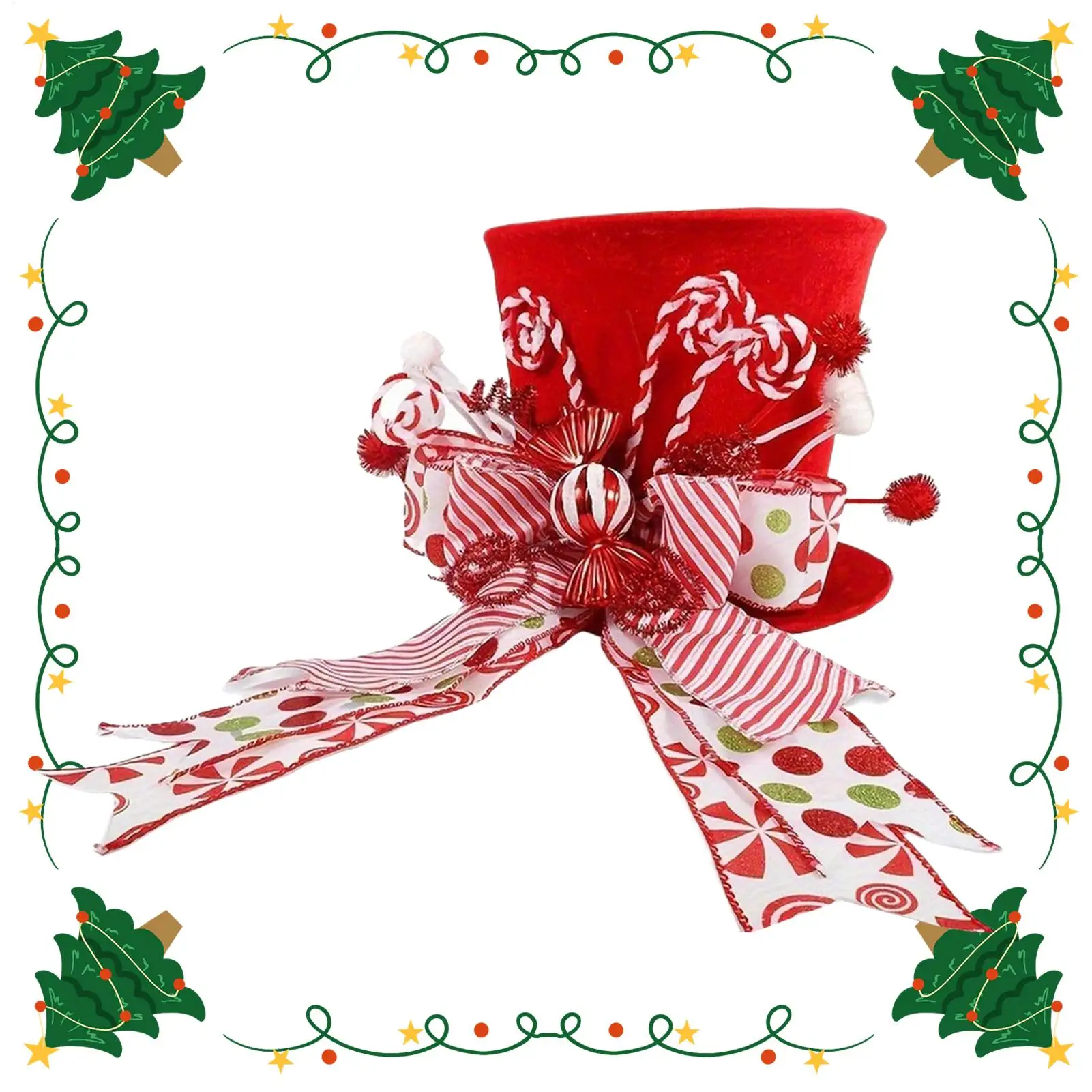 

Топпер для рождественской елки, рождественские украшения, топпер для шляпы с бантами, ленточные украшения, товары для вечеринок для праздника, гостиной