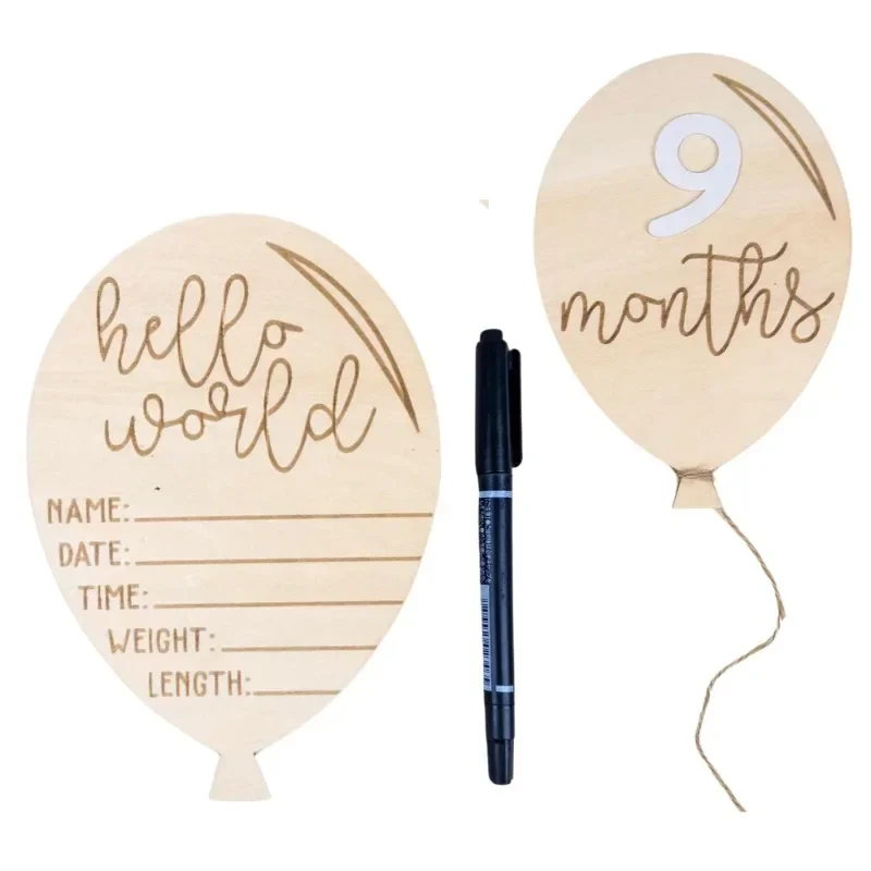 

Wooden Balloon Milestone Sign Balloon Baby Monthly Growth Record Markers Newborn 1-12 Months Photo Props