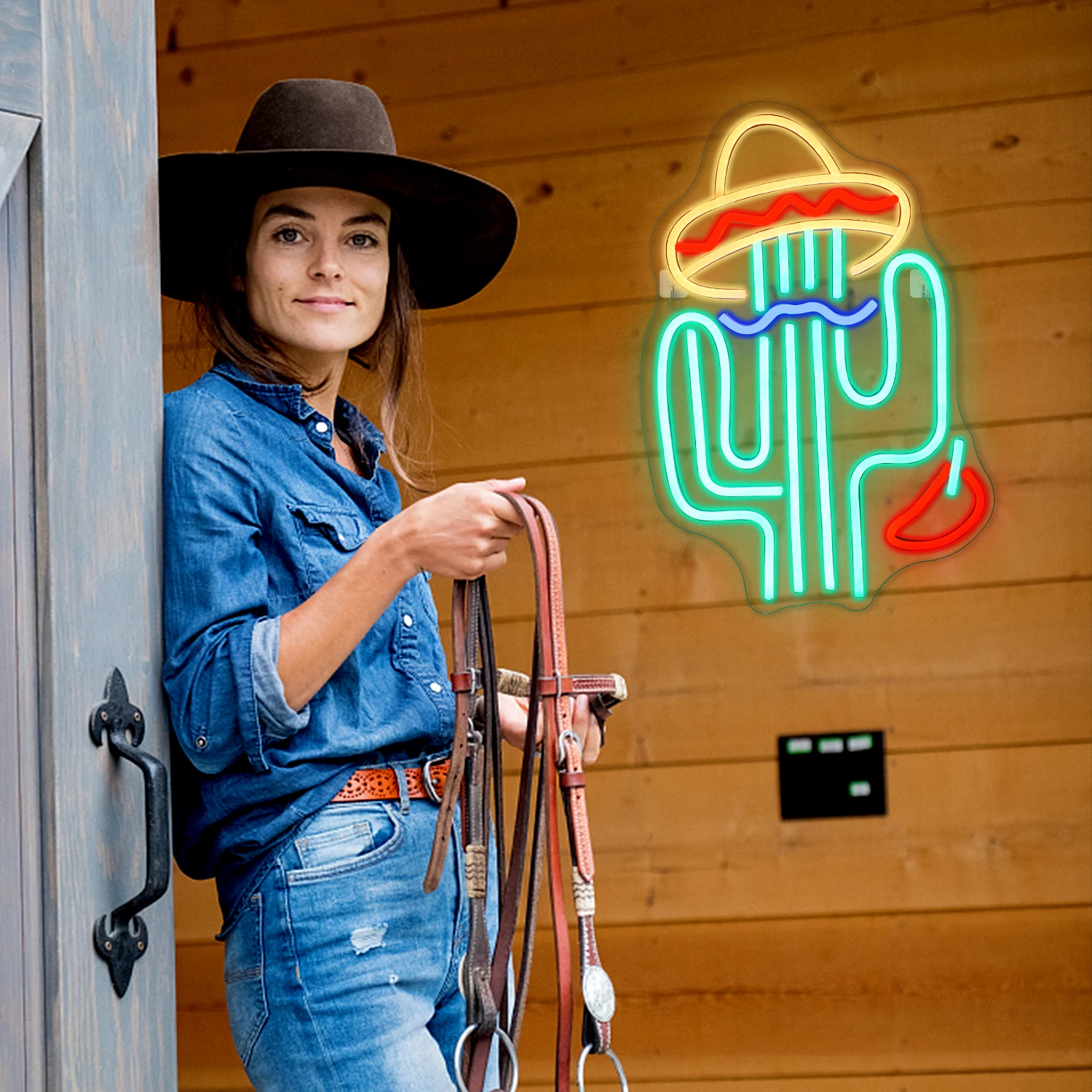 Señal de neón de Cactus Led verde para decoración de pared, luz de neón de Anime USB para dormitorio, sala de juegos, habitación de niños, hogar, Bar, fiesta, tienda