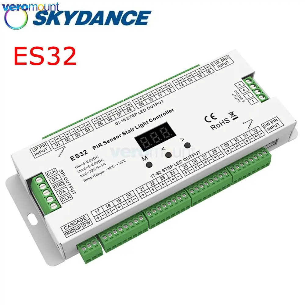 es32-stair-controller-pir-sensor-32ch-single-color-2ch-rgb-pixel-spi-led-strip-dimmer-indoor-stairway-light-controller-5-24vdc