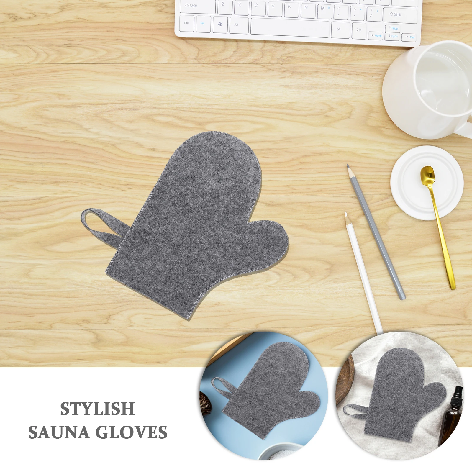 

6Pcs Sauna Heat Resistant Felt Gloves Soft Absorbent Spa Bath Shower Gloves Comfortable Fit for Adults Spa Glove