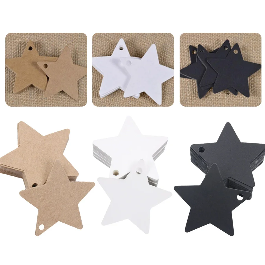 50PCS Star Shape Hang Tags Elegant Heart Accent Exquisite Gift Cards Holiday Wrapping Tags for Parties Birthday Romantic ZYF