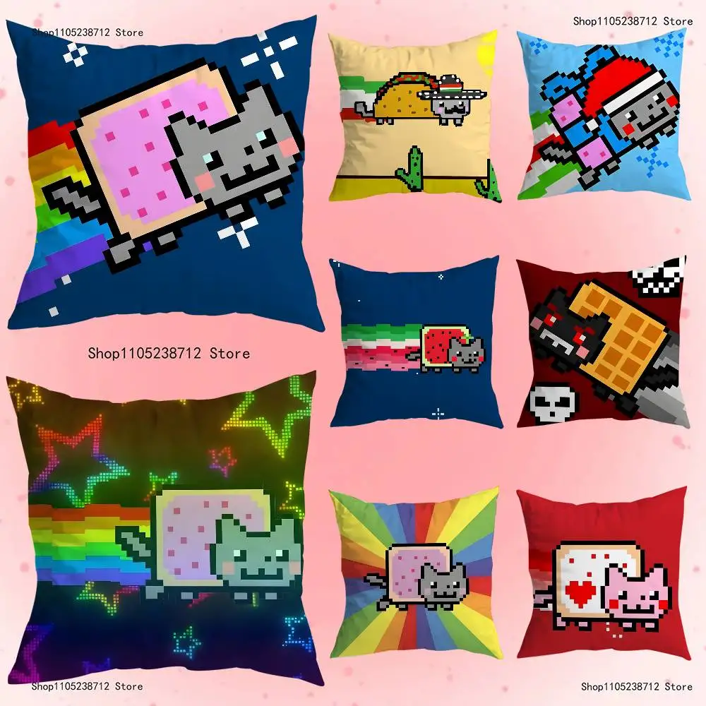 

N-Nyan Cat Pillowcase Pillowslip Cushion Plush Boys Girls Cartoon Anime Kawaii Decoration Kids Birthday Cute Gifts