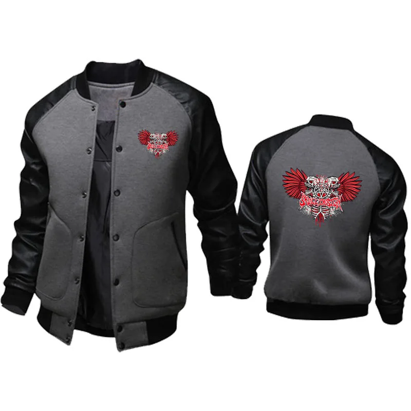 Motorrad Lederjacke für Männer trend ige Schädel Racing Print Herren jacke wind dichte Harajuku Hip Hop Street Herren Baseball jacke