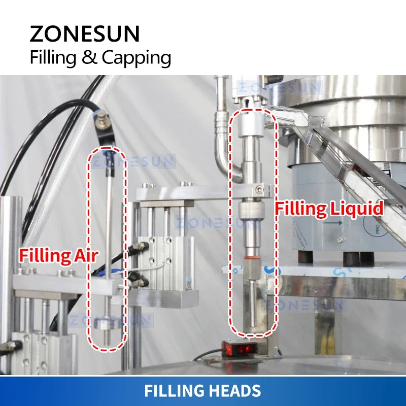 Máquina Automática ZONESUN para Llenado y Tapado de Bolsas Doypack con Boquilla, Alimentador Vibratorio de Tapas para Empaquetado de Bolsas ZS-AFC12D