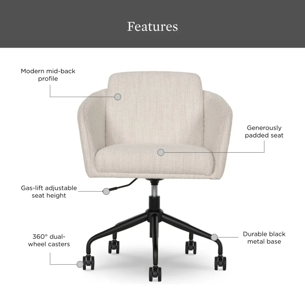 Bureaustoel, Ivory Boucle en Matzwart