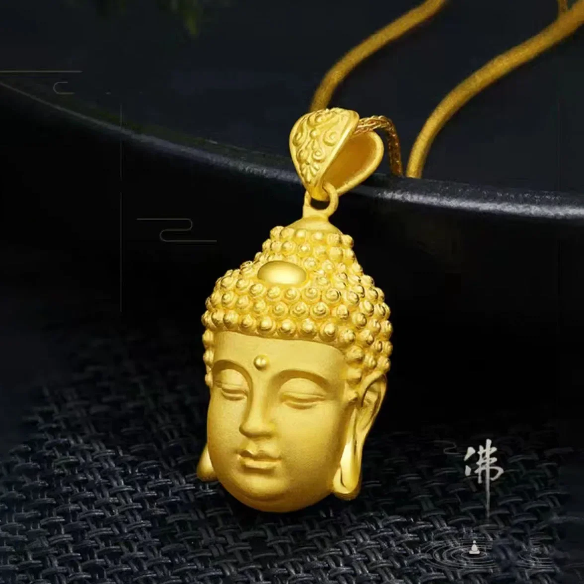 

24K Real Gold Dayutaku Buddha Head Pendant Men's and Women's Seenwork Pure Gold Semi-hollow Buddha Head Pendant