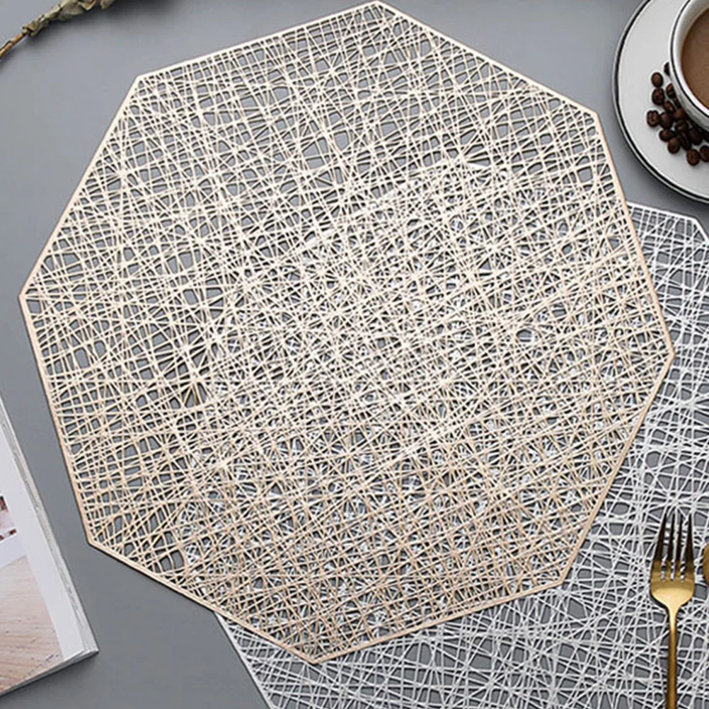 

2 Pcs Wedding Decor Heat Resistant Place Mats Table Placemats for Hollow Golden