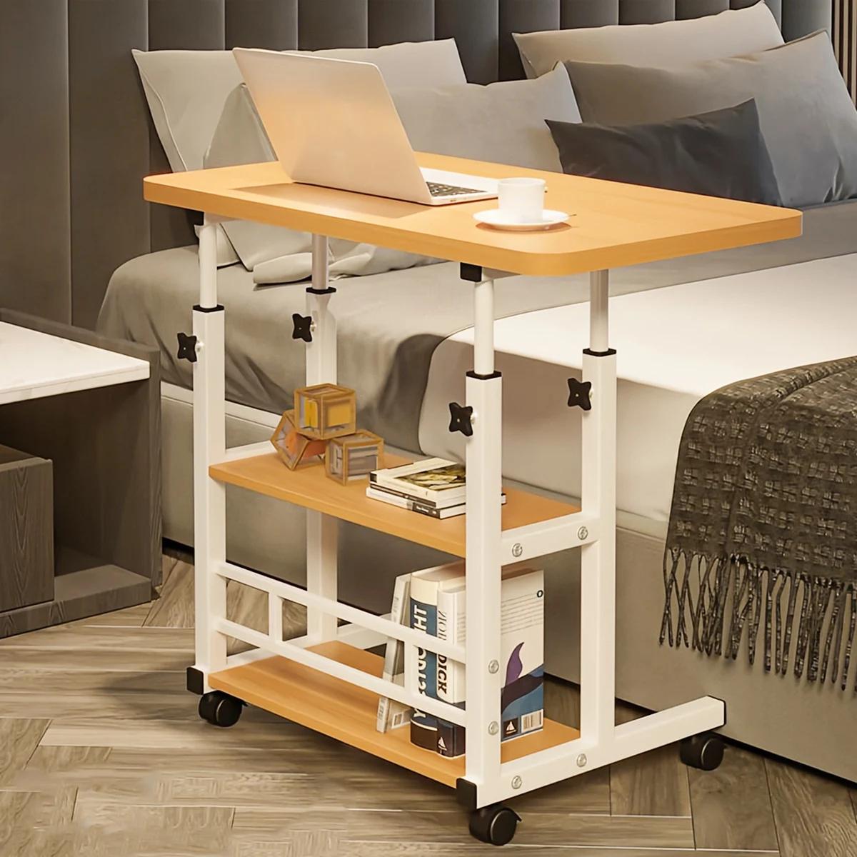 Mesa para notebook com rodízios,fácil de ajustar;mesa de cabeceira móvel;mesa para computador com altura ajustável;mesa de estud