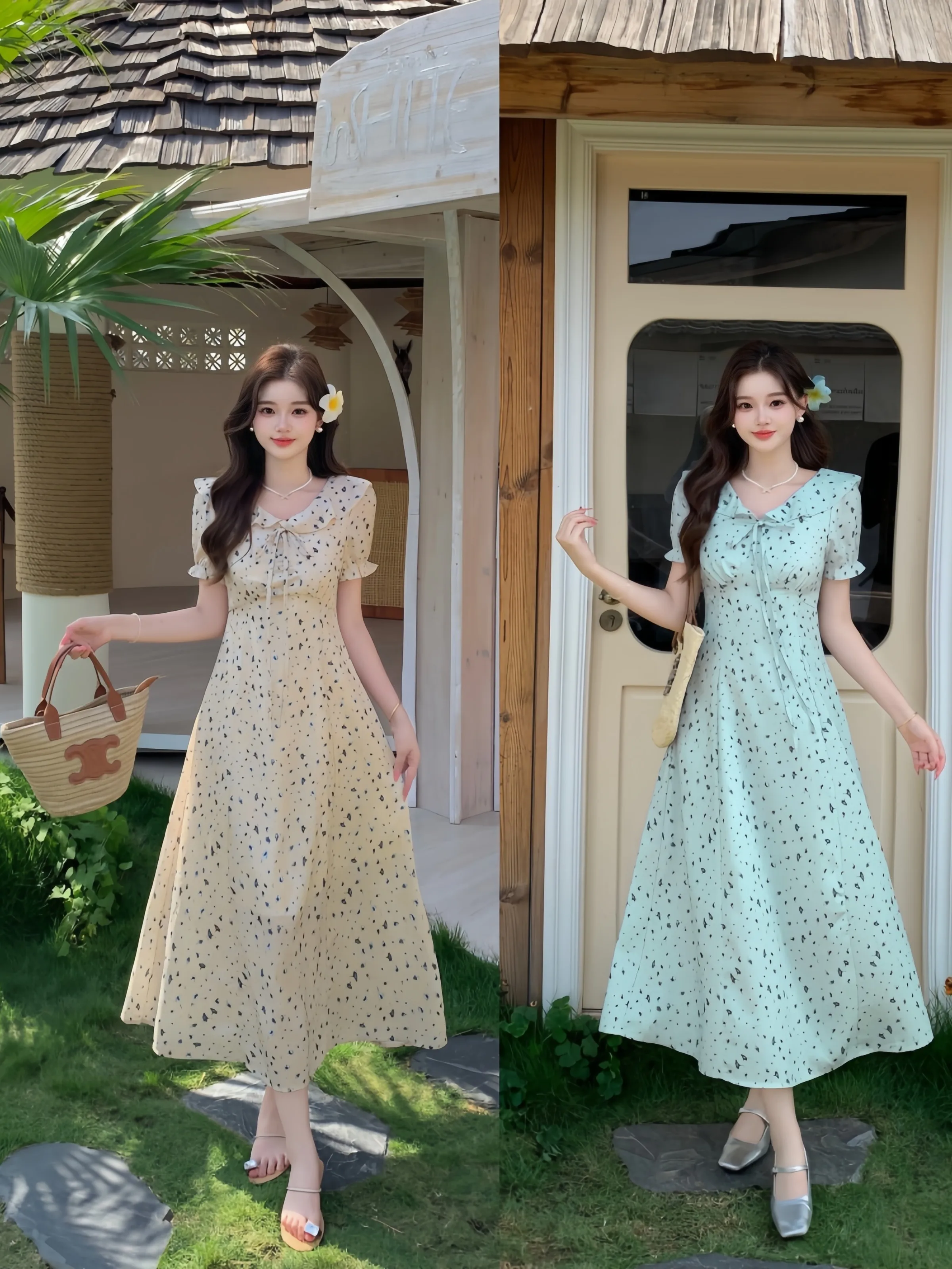 

plus Size Summer Sweet Countryside Style Short Sleeve Dress Flounce Hem Floral Print A-Line Skirt for Plump Women Elegant