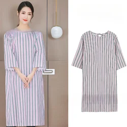 Hospital Patient Gown Easy Wear Cotton Long Reverse Nightgown for Elderly,Soft Comfortable Sleepwear for Bedridden Patients