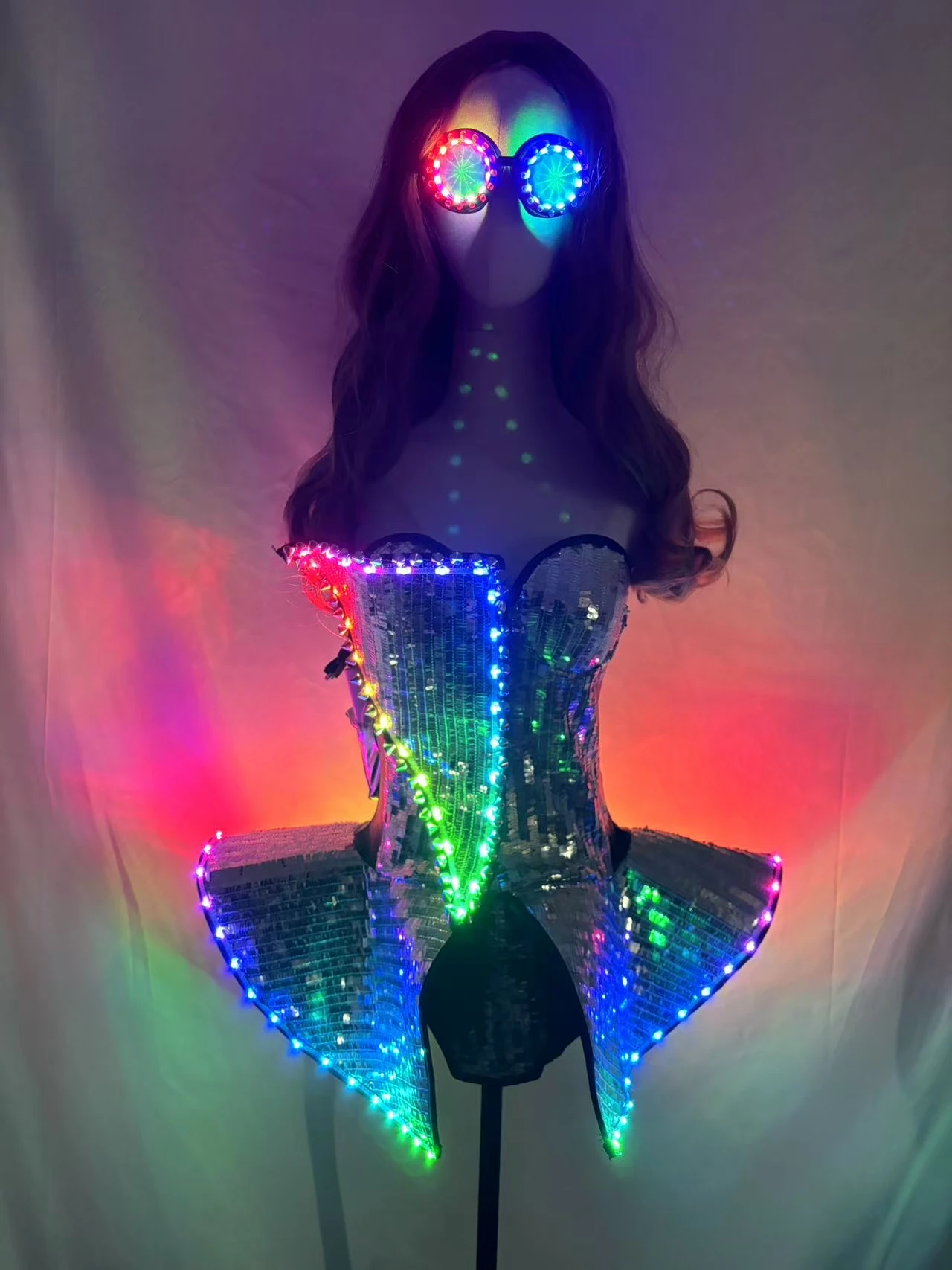 เซ็กซี่ Silver Pearl Sparkle Strapless ไนท์คลับชุดนักเต้นหญิงชุดฉลองปาร์ตี้ Performance PARTY เครื่องแต่งกาย