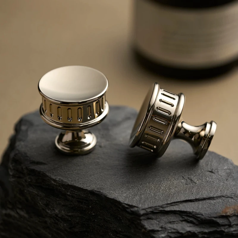 Solid Brass Luxury Furniture Handle Ribbed Romance Style Gold Nickel Silver T-Bar Kitchen Cabinet Pull Wardrobe Door Copper Knob