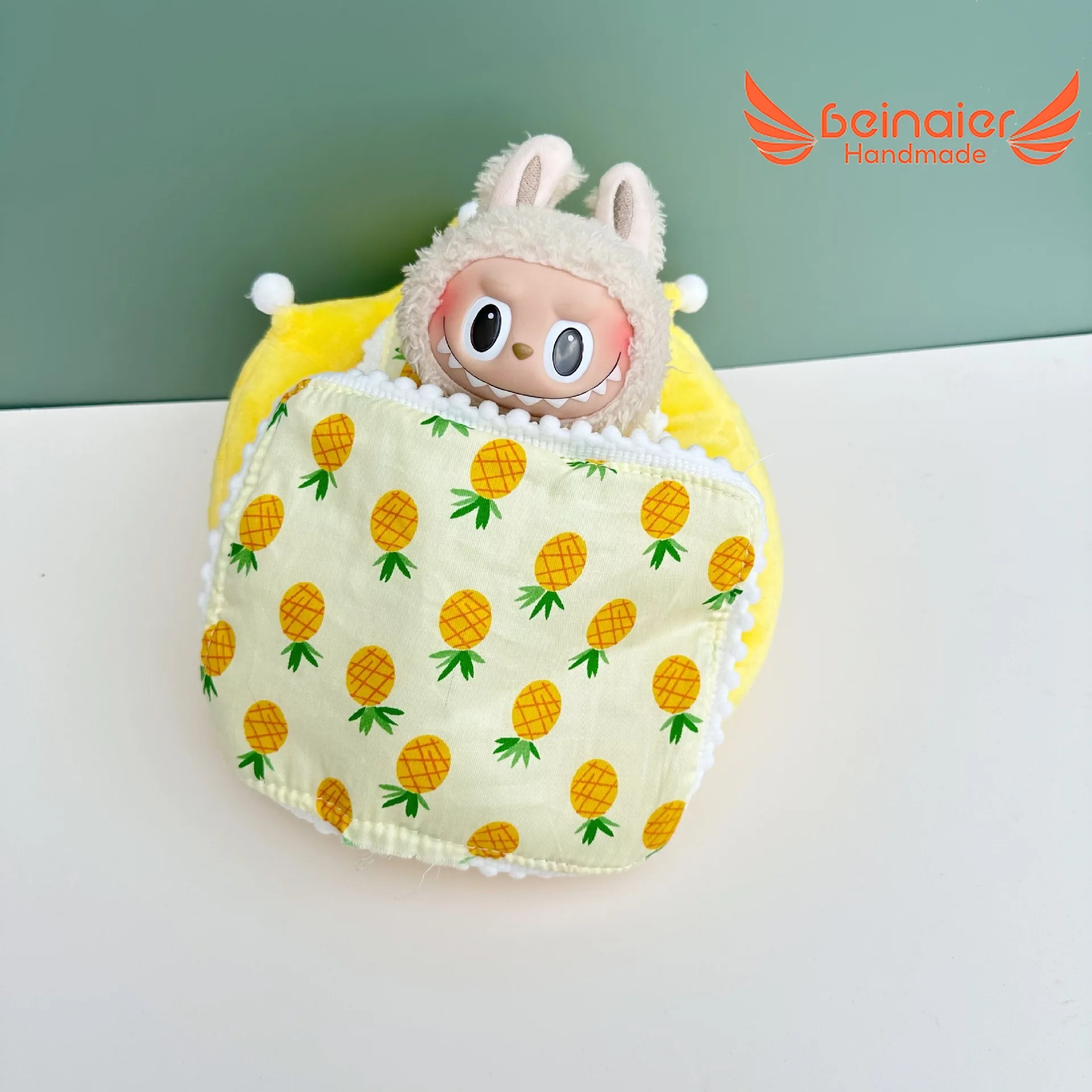 Beinaier Handmade clothes for Labubu Bedding 3-piece Crown Pineapple Cherry Carrot Set
