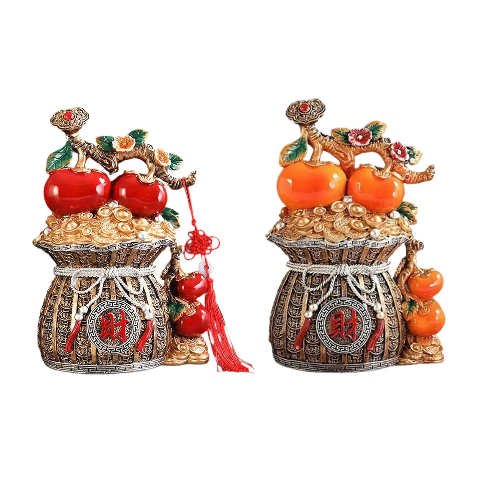 

Feng Shui Decor Statue Persimmon Art Crafts Cornucopia Collectible Money Bag Figurine for Bedroom Desk New Year Cabinet Office