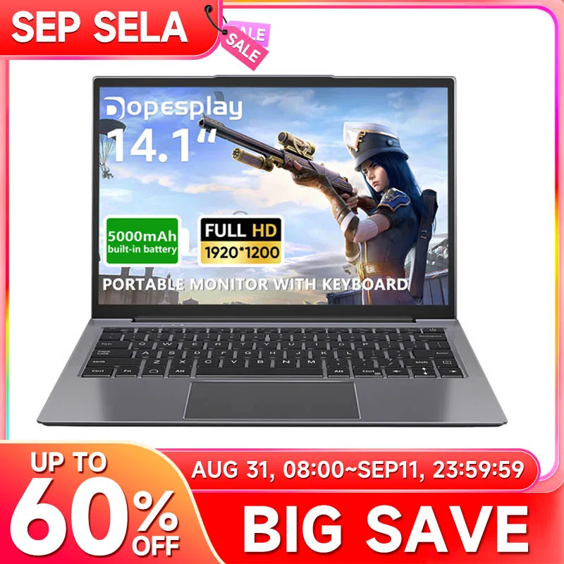 

Dopesplay 14,1-дюймовый портативный ноутбук-монитор с клавиатурой 1200P IPS FHD удлинитель экрана ноутбука для Samsung Deck Mini PC ноутбуки