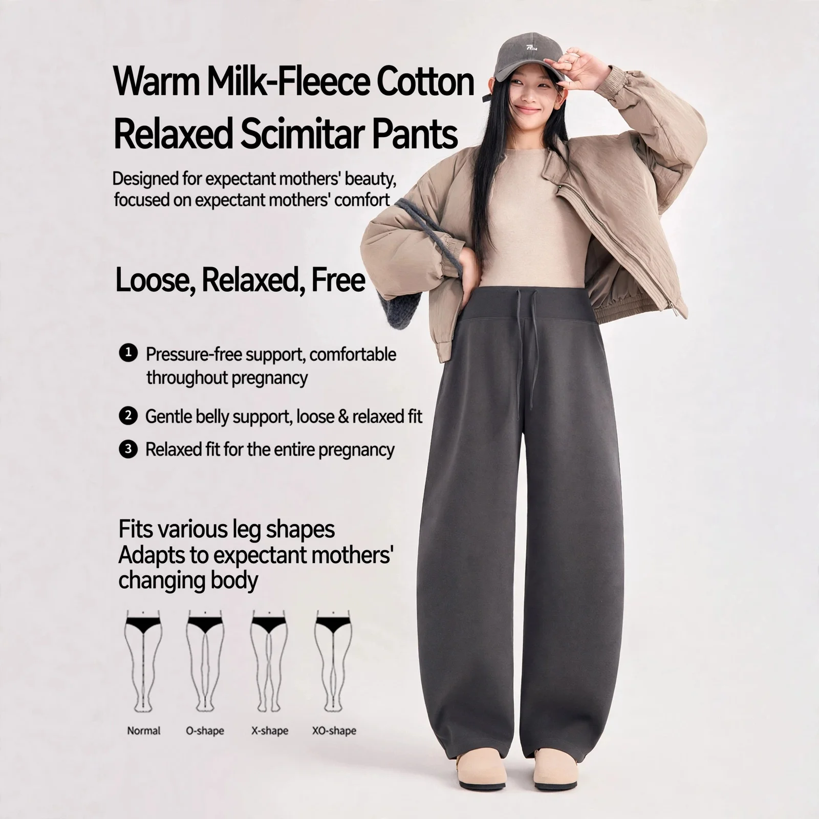 Maternity Wide Leg Pants Cotton Belly Support Loose Pregnant Women Travel Business Casual Daily Home Work Autumn Winter