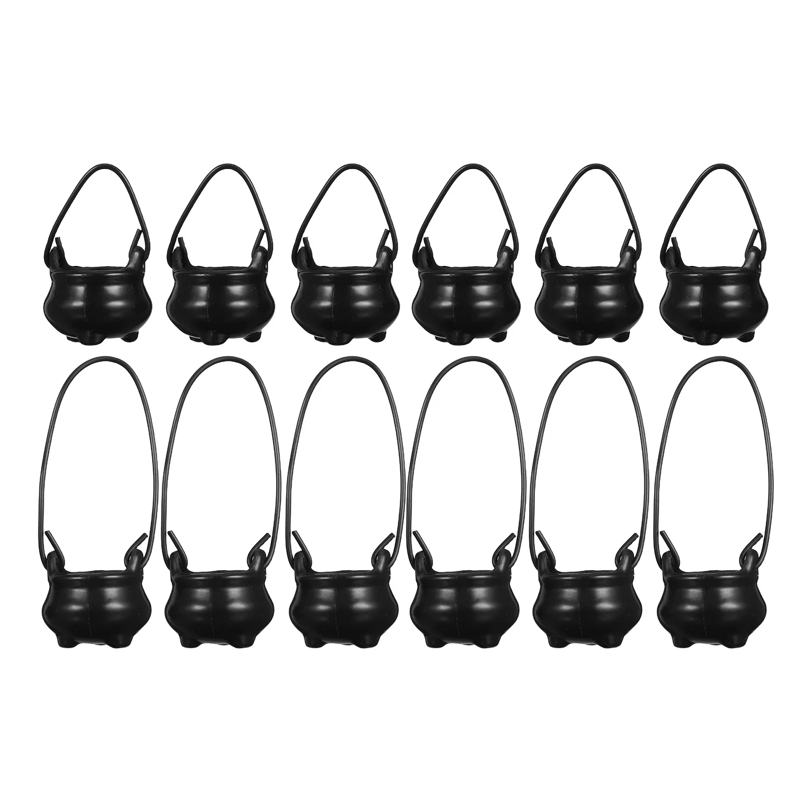 

12Pcs Mini Cauldrons Plastic Witch Pot Miniature Cauldron Candy Holder Halloween Party Favor Fairy Garden Accessories Spooky