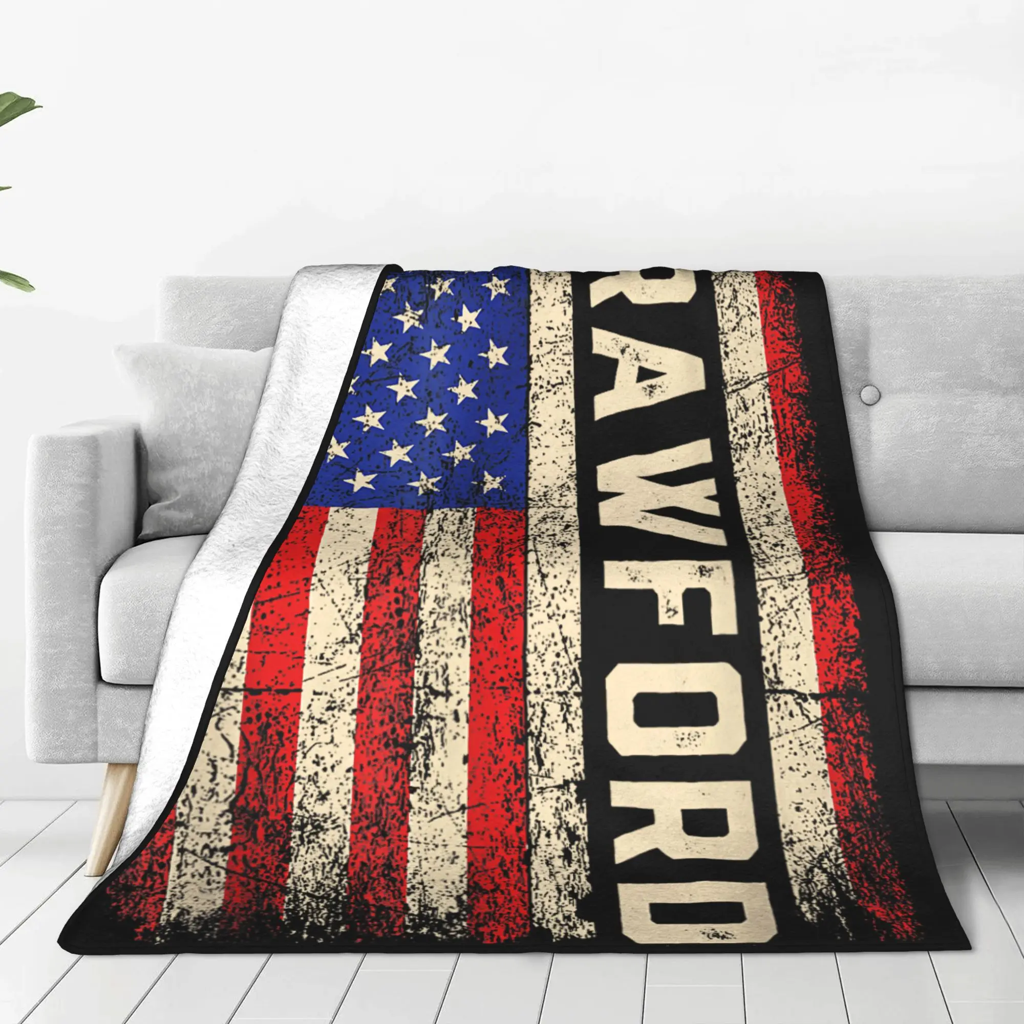 Crawford Boxing American Flag Blanket  Warm Soft Fashion Plush Bedding Throws For Girls Boys Home Decor Bedspread Bed Cover