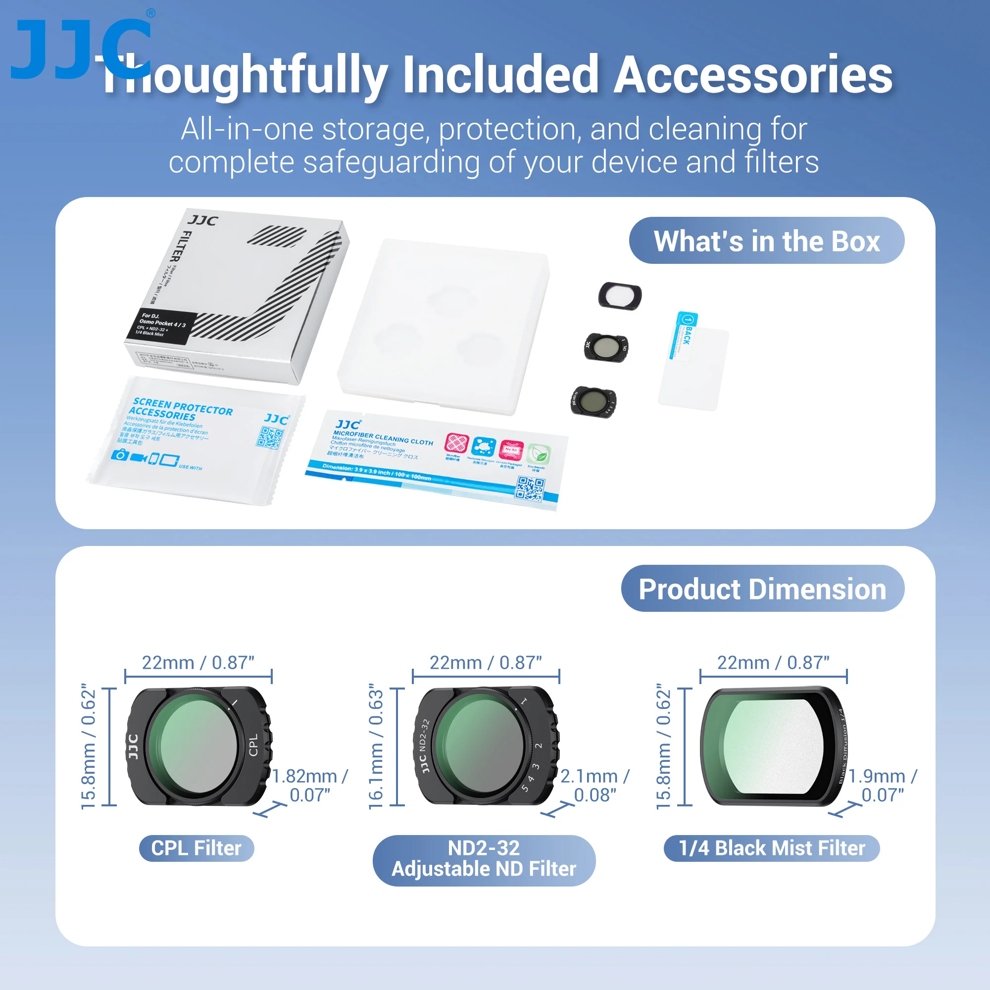 JJC F-P Serie Filter für DJI Osmo Pocket 4 3 Objektiv Magnetischer Filter 0,72x Weitwinkelobjektiv CPL UV-Filter ND2-32 Variabler Filter – Detail 12