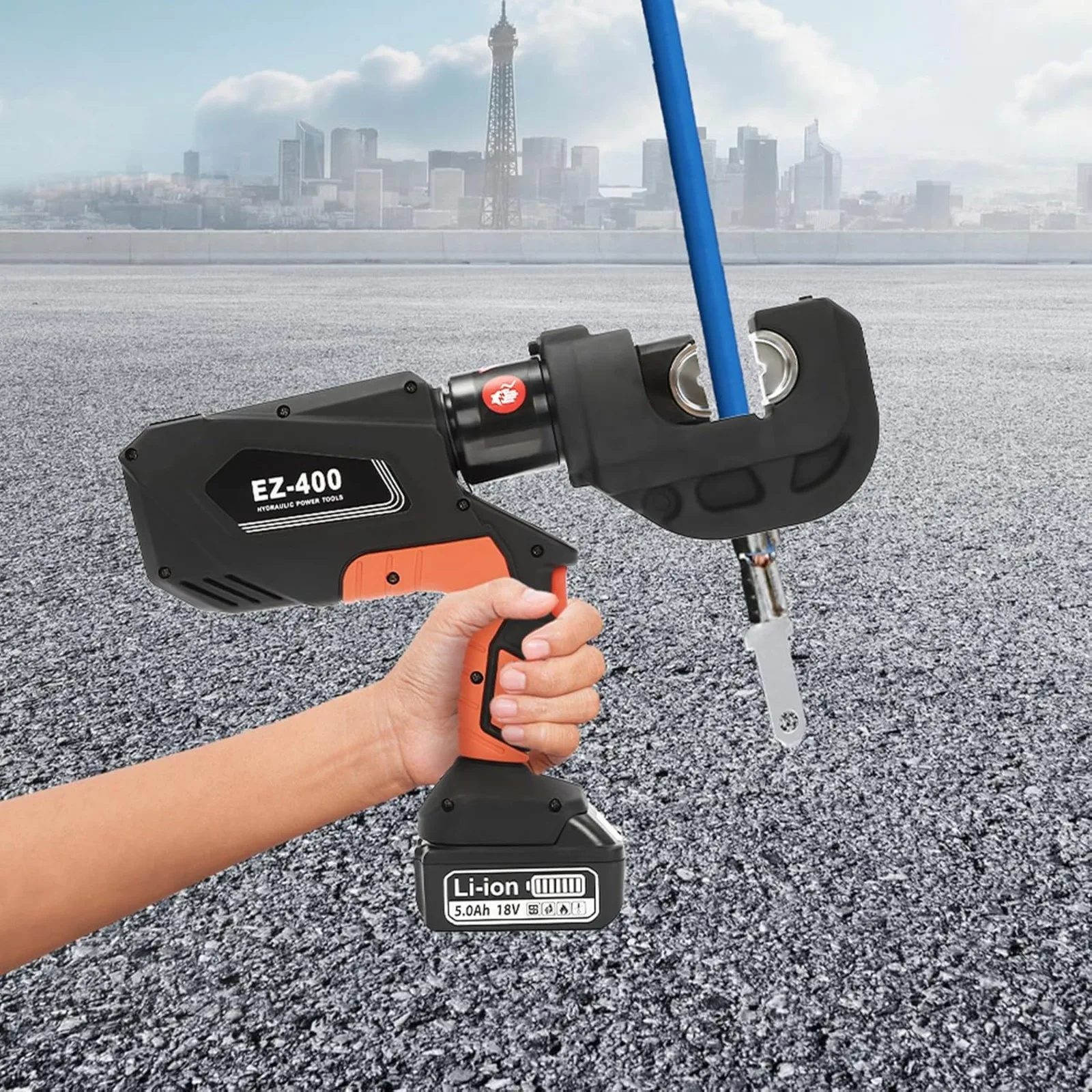 Máquina prensadora de terminales de Cable recargable EZ-400, juego de herramientas de prensado de alicates hidráulicos eléctricos para terminales de cobre y aluminio