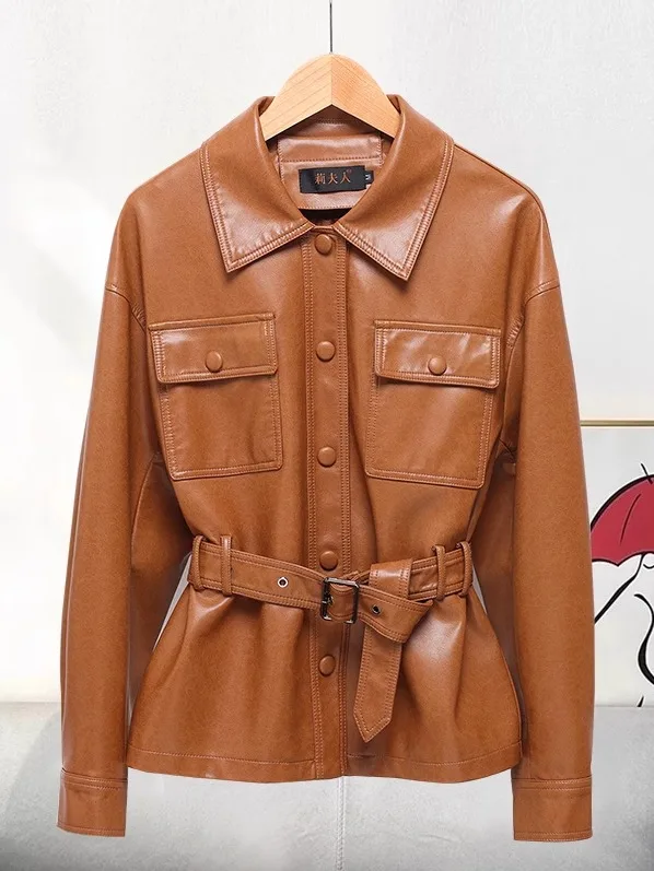 本革ジャケット レディース 2025年春新作 スレハイフェン シープスキン バイクコート スエード 洗えるアウターウェア