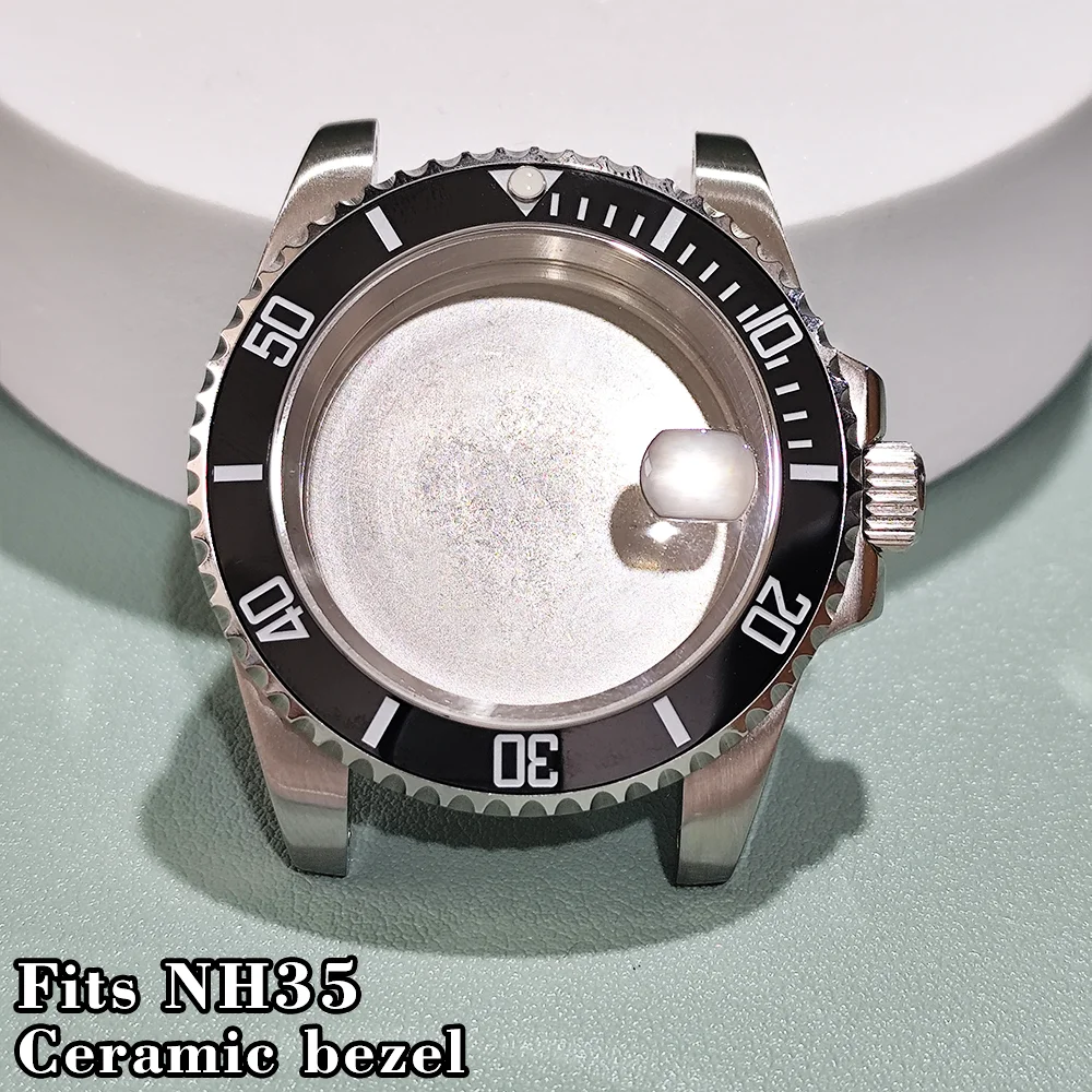 

For NH35 Cases 40.5 mm 120 Clicks Stainless Steel Sapphire Glass Ceramic Bezel Fit SUB/ GMT Watches Case Replacement Parts ﻿