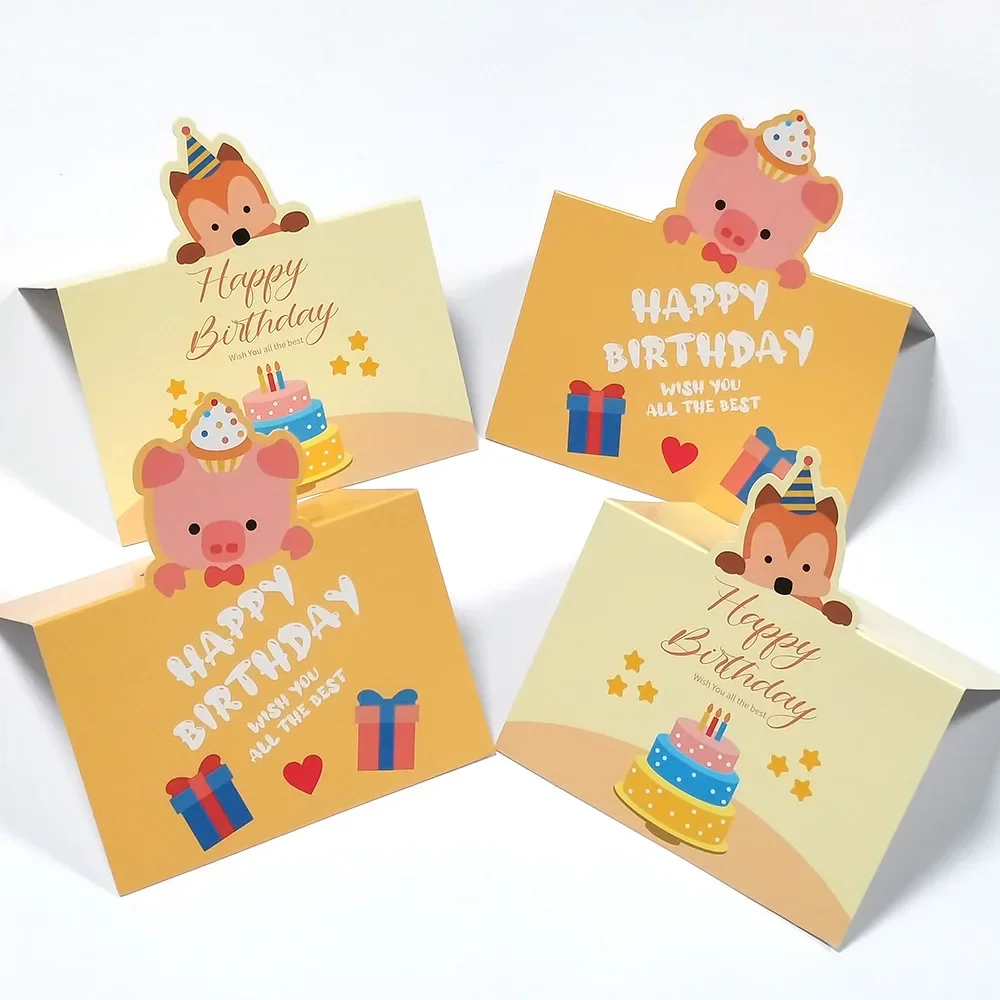 Animal Birthday Greeting Card Cartoon Thank You Card Skeleton Folding Card Birthday Thanksgiving Blessing Wholesale