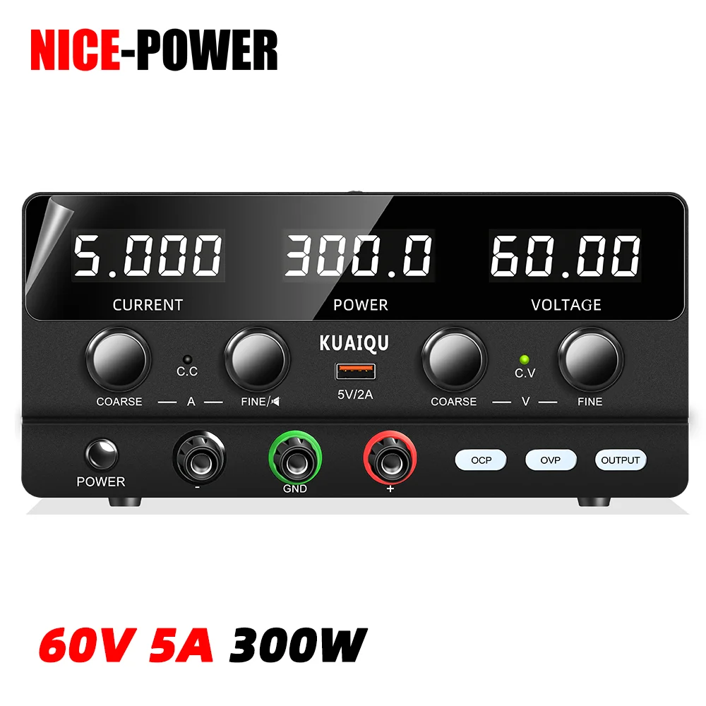 NICE-POWER SPPS-H605 Precision Adjustment Knob Laboratory Switching Bench DC Power Supply 60V 5A USB Interface 10W OCP/OVP