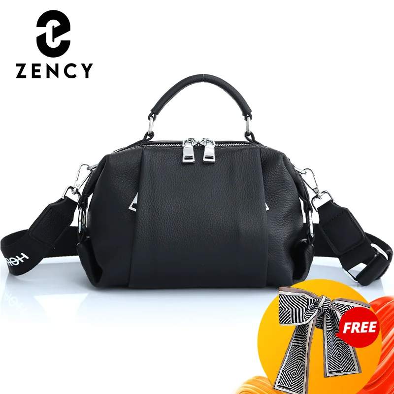 Zency prawdziwa skóra Casual z wieloma kieszeniami torba Crossbody torebka damska pudełko młode ramię czarne torba damska małe lekkie