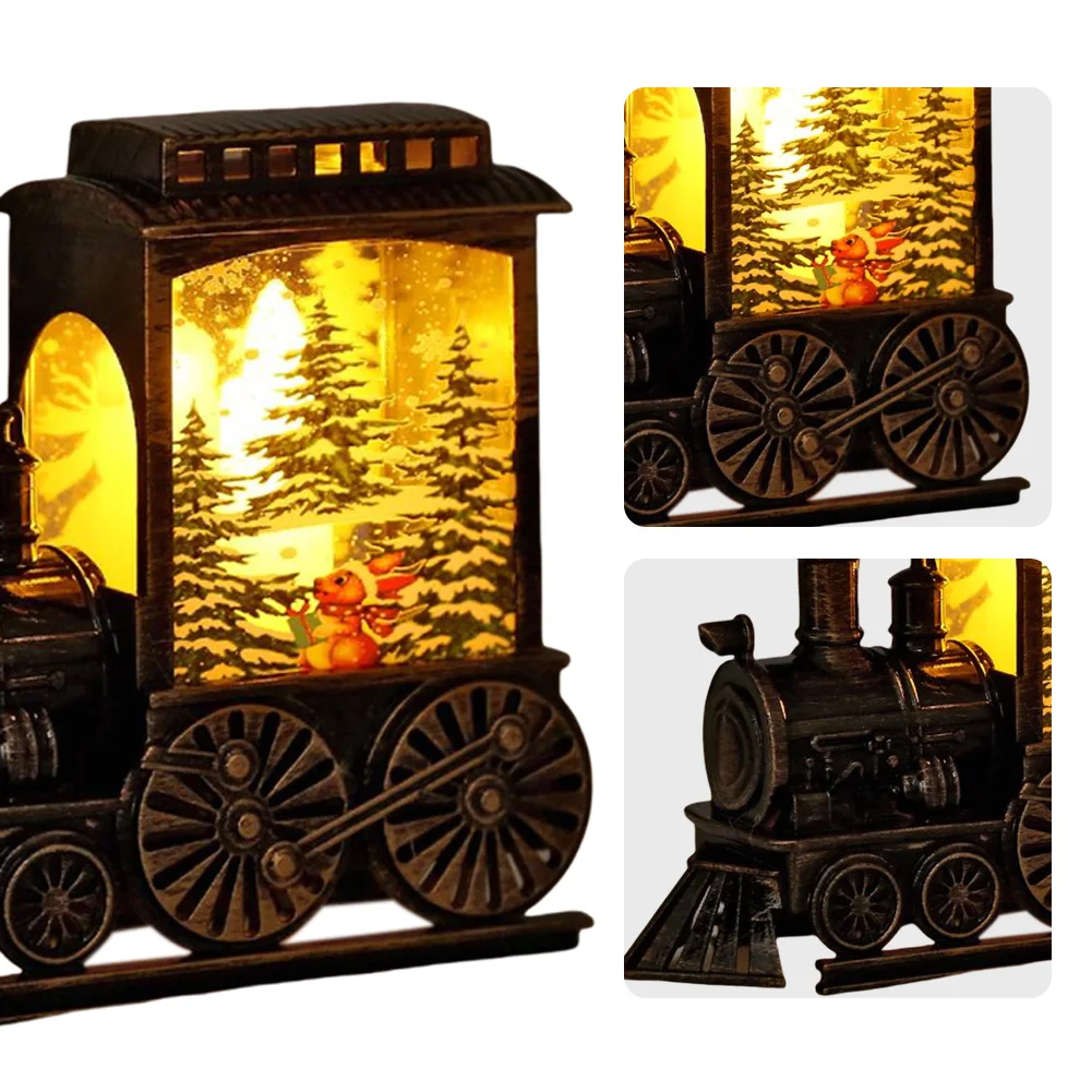 Vintage trein nachtlamp LED-nachtverlichting Draagbare tafellampen Nachtlampje op batterijen voor kerstversiering