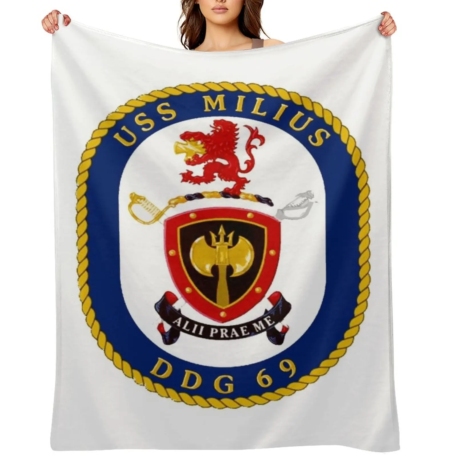 

DDG-69 USS Milius Crest Throw Blanket Giant Sofa Custom For Decorative Sofa bed plaid Blankets