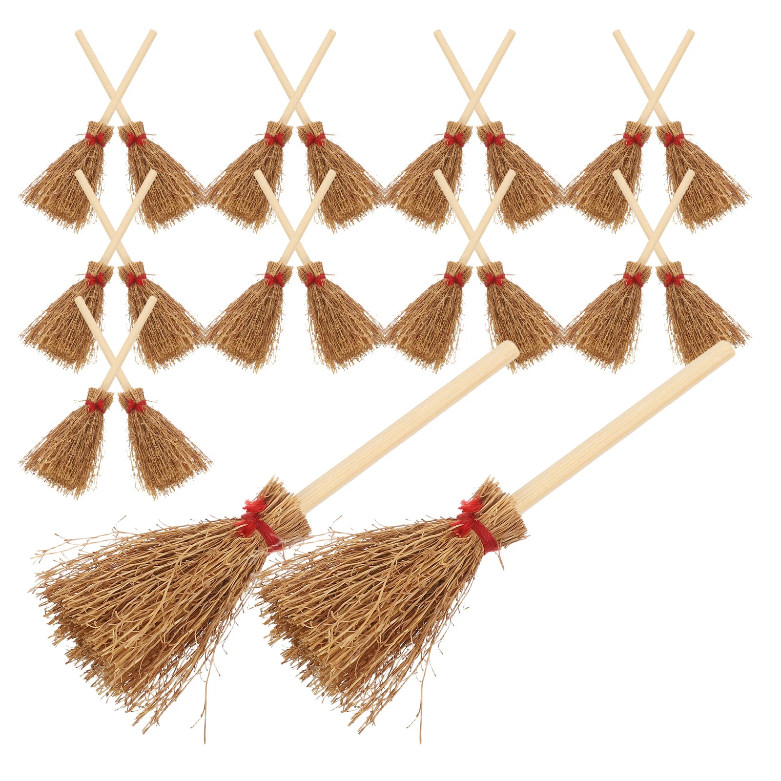 Balai en paille artificielle, 20 pièces, Costume d'halloween, cadeau de fête Cosplay, artisanat Miniature, décoration de paille